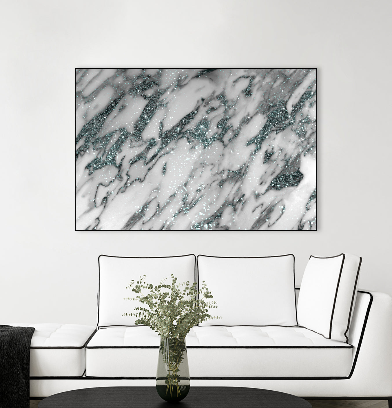 Classic White Marble Light Blue Glitter Glam #1 by Anita & Bella Jantz on GIANT ART - blue photo illustration