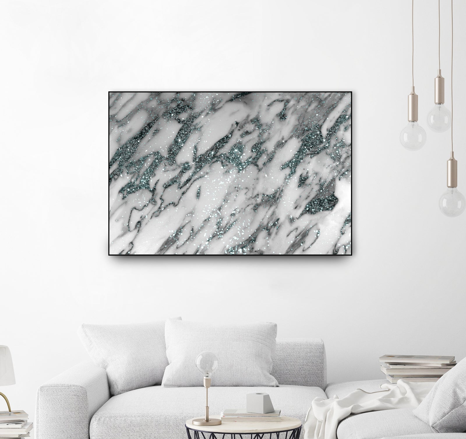 Classic White Marble Light Blue Glitter Glam #1 by Anita & Bella Jantz on GIANT ART - blue photo illustration