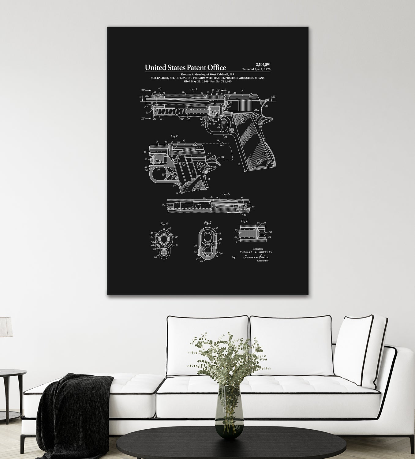 Colt 1911 Handgun Patent - Black by Finlay McNevin on GIANT ART - black typography