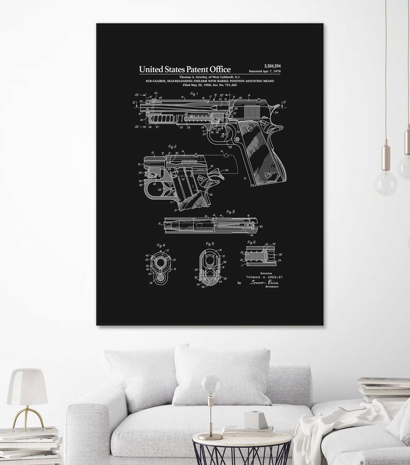 Colt 1911 Handgun Patent - Black by Finlay McNevin on GIANT ART - black typography