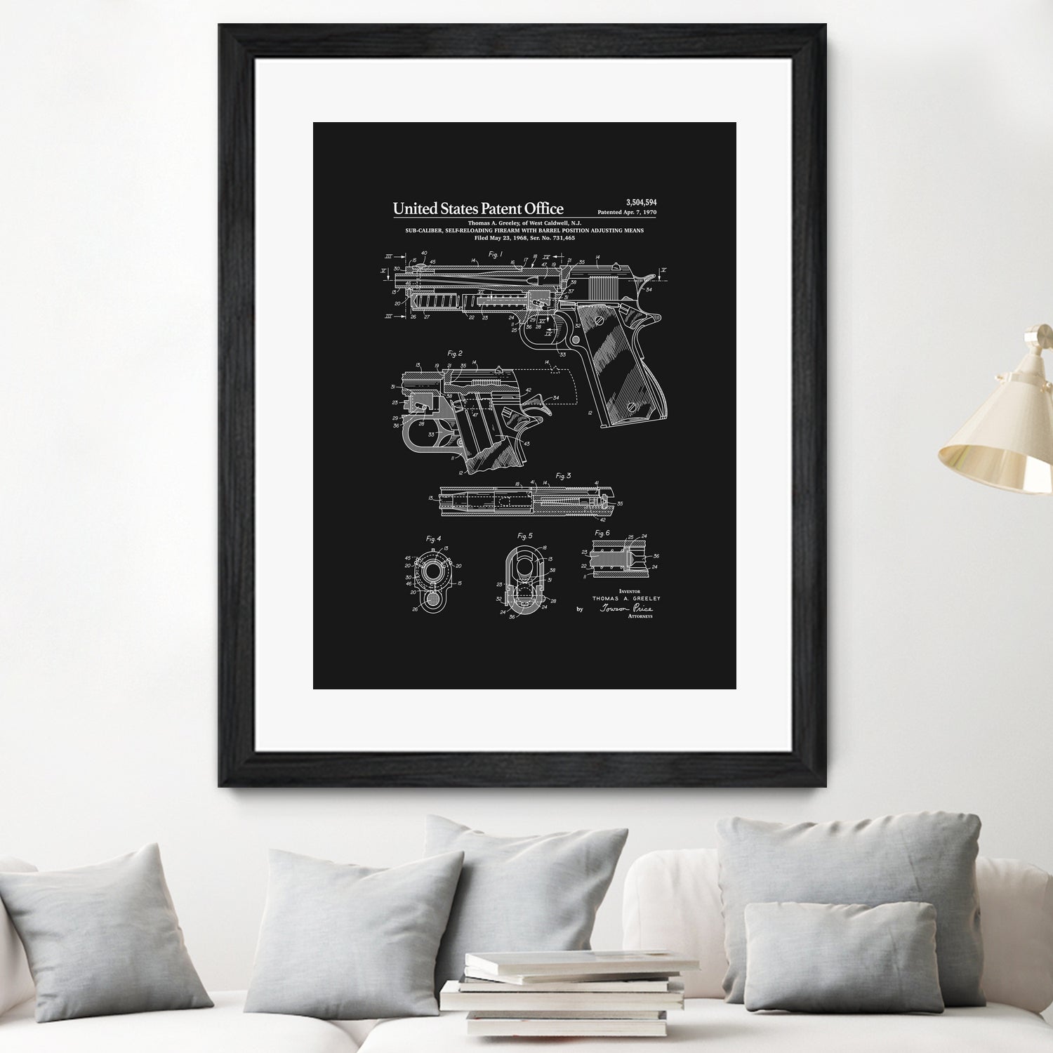 Colt 1911 Handgun Patent - Black by Finlay McNevin on GIANT ART - black typography