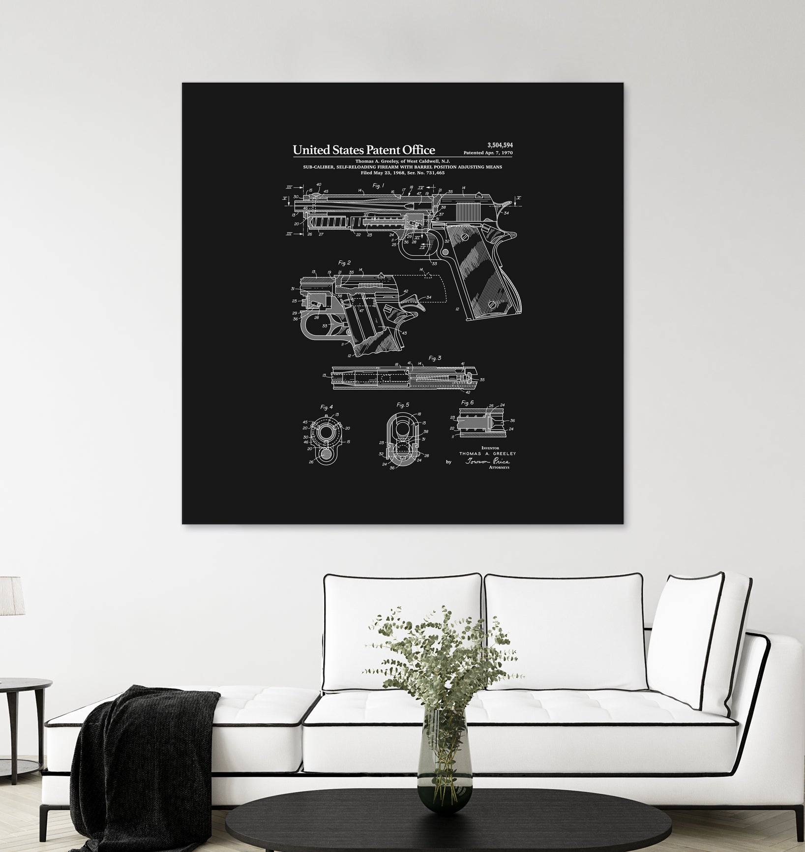 Colt 1911 Handgun Patent - Black by Finlay McNevin on GIANT ART - black typography