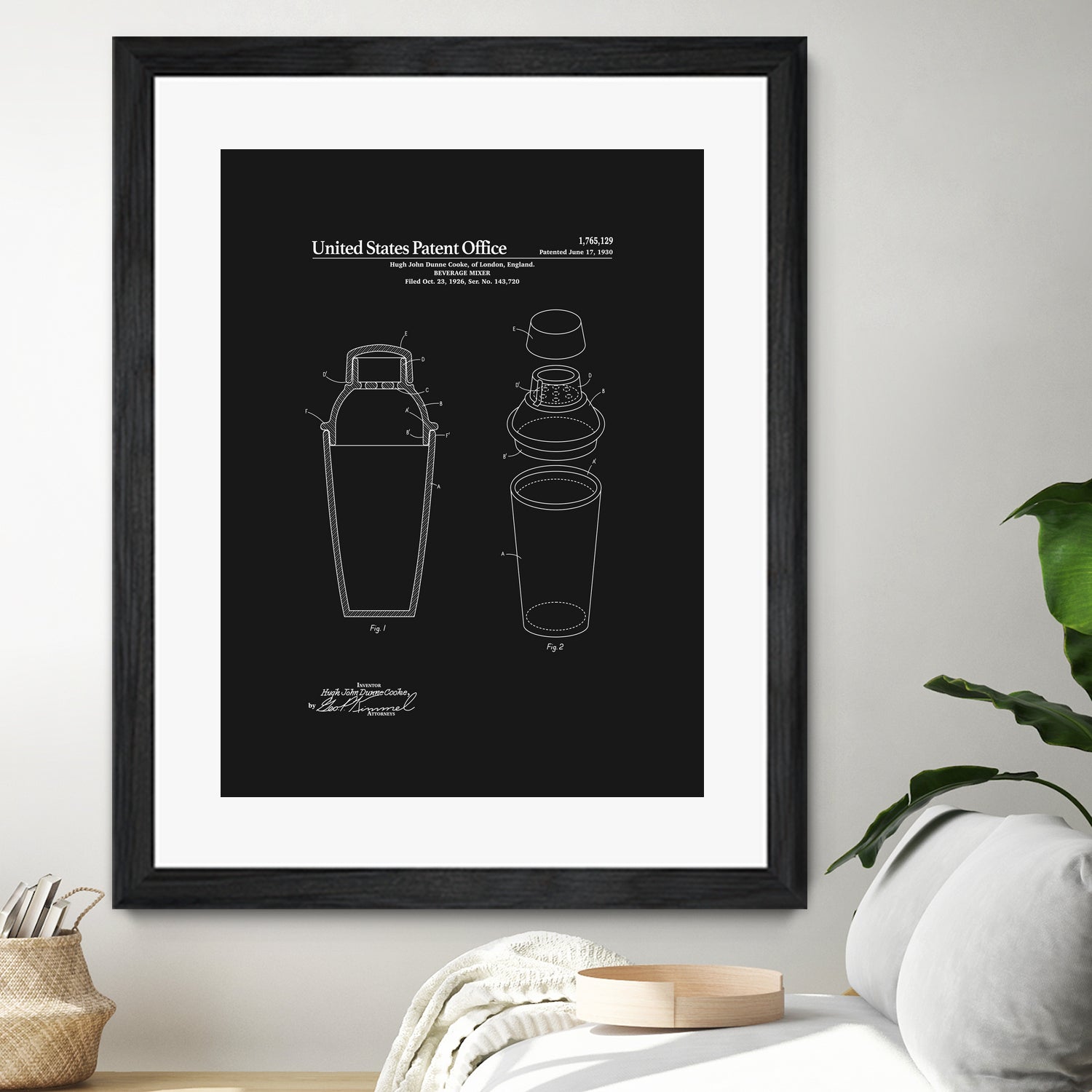 Cocktail Shaker Patent - Black by Finlay McNevin on GIANT ART - black typography