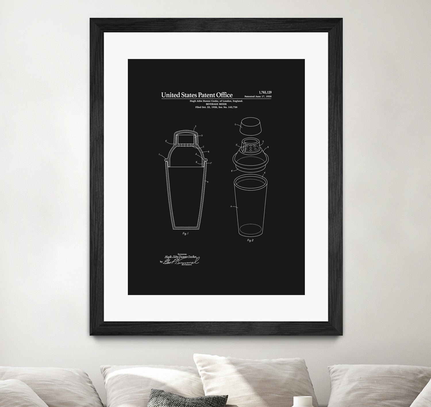 Cocktail Shaker Patent - Black by Finlay McNevin on GIANT ART - black typography