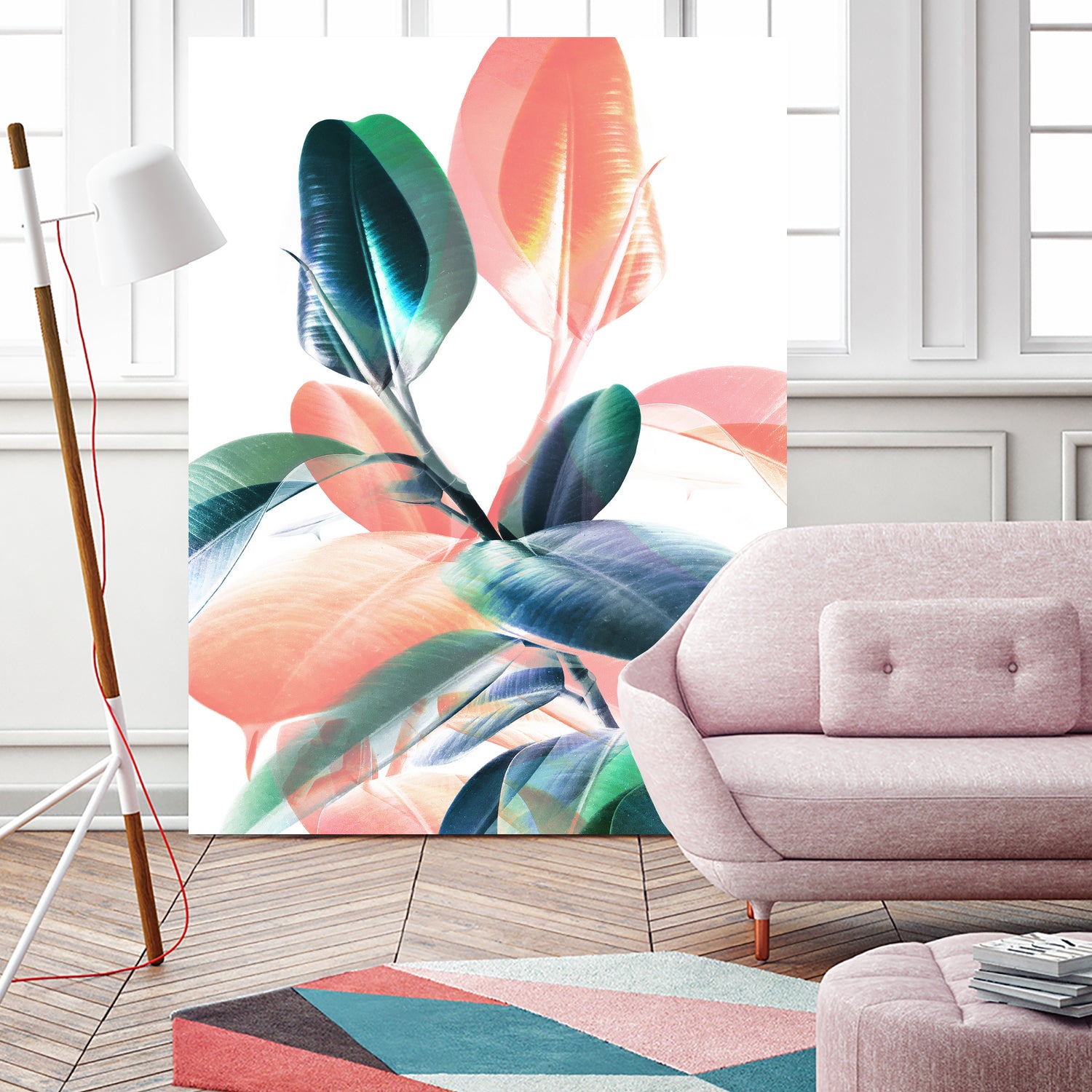 Foliage in Love - Teal & Peach by Dominique Van Roey on GIANT ART - white photo manipulation