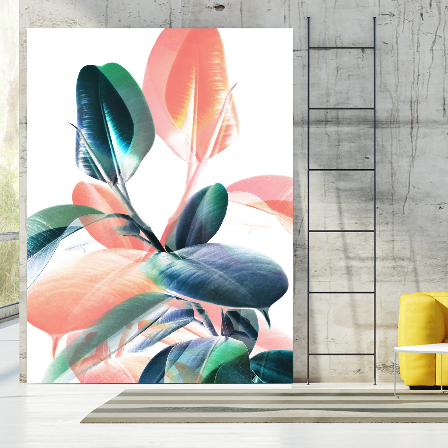 Foliage in Love - Teal & Peach by Dominique Van Roey on GIANT ART - white photo manipulation