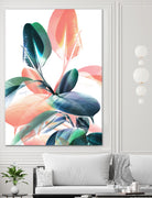 Foliage in Love - Teal & Peach by Dominique Van Roey on GIANT ART - white photo manipulation