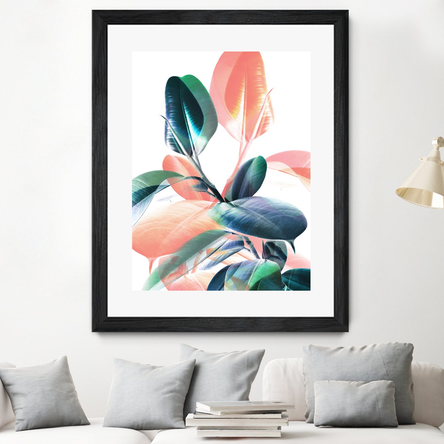 Foliage in Love - Teal & Peach by Dominique Van Roey on GIANT ART - white photo manipulation