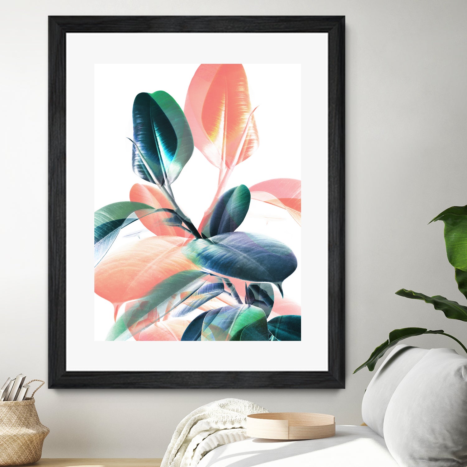 Foliage in Love - Teal & Peach by Dominique Van Roey on GIANT ART - white photo manipulation