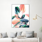 Foliage in Love - Teal & Peach by Dominique Van Roey on GIANT ART - white photo manipulation