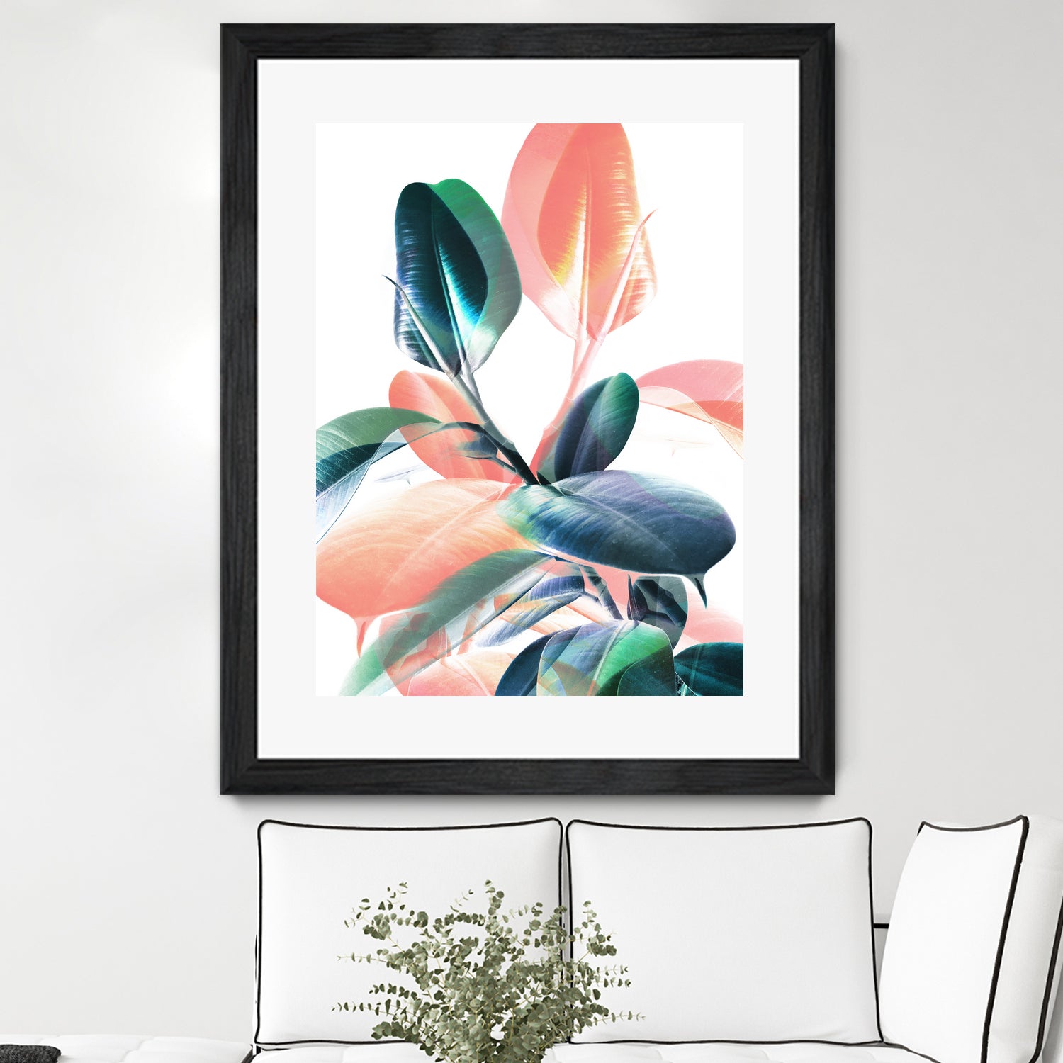 Foliage in Love - Teal & Peach by Dominique Van Roey on GIANT ART - white photo manipulation