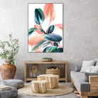 Foliage in Love - Teal & Peach by Dominique Van Roey on GIANT ART - white photo manipulation