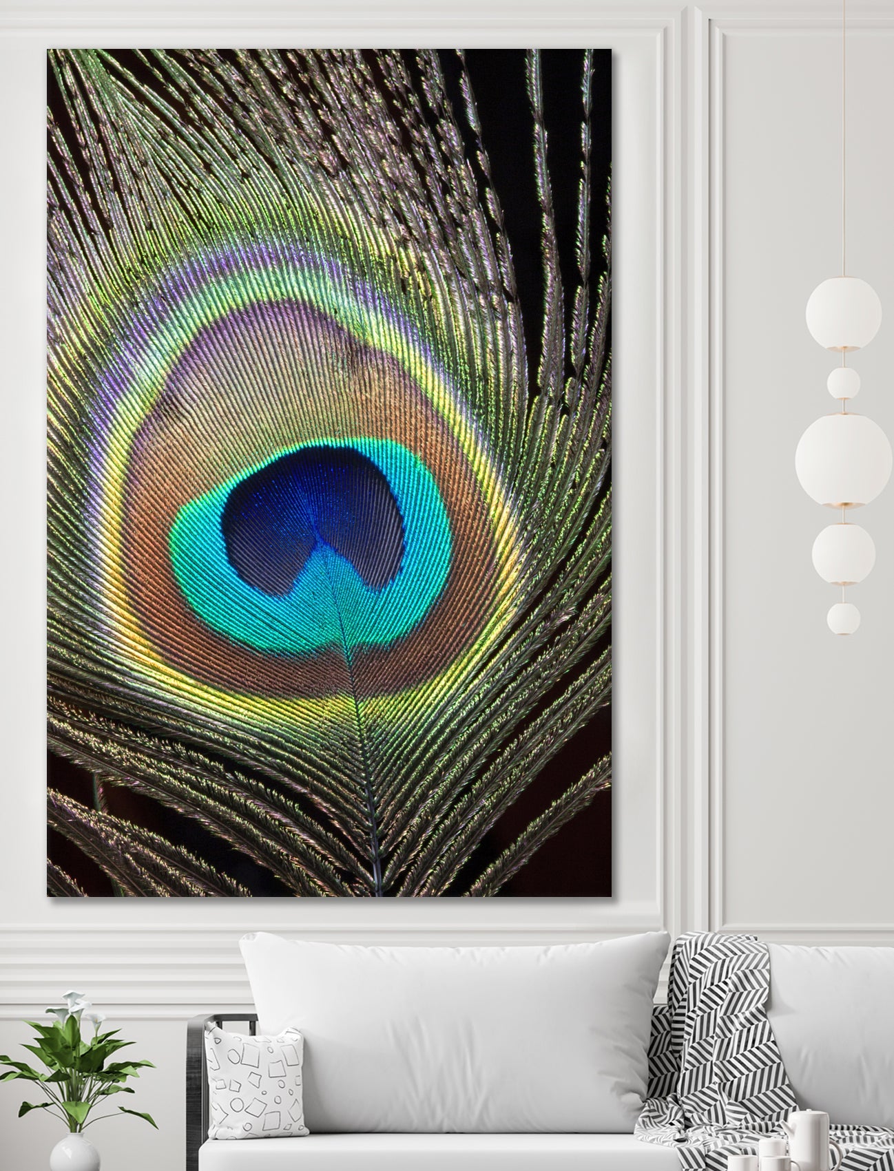 peacock feather close up macro by Wiguna Asmorohadi on GIANT ART - black vector illustration