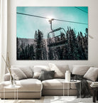 Chair Lift with Dark Blue and Teal Winter Sky by RJ Byrd on GIANT ART - blue photo illustration