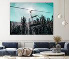 Chair Lift with Dark Blue and Teal Winter Sky by RJ Byrd on GIANT ART - blue photo illustration