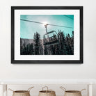 Chair Lift with Dark Blue and Teal Winter Sky by RJ Byrd on GIANT ART - blue photo illustration