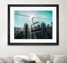 Chair Lift with Dark Blue and Teal Winter Sky by RJ Byrd on GIANT ART - blue photo illustration