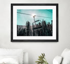 Chair Lift with Dark Blue and Teal Winter Sky by RJ Byrd on GIANT ART - blue photo illustration