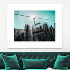 Chair Lift with Dark Blue and Teal Winter Sky by RJ Byrd on GIANT ART - blue photo illustration