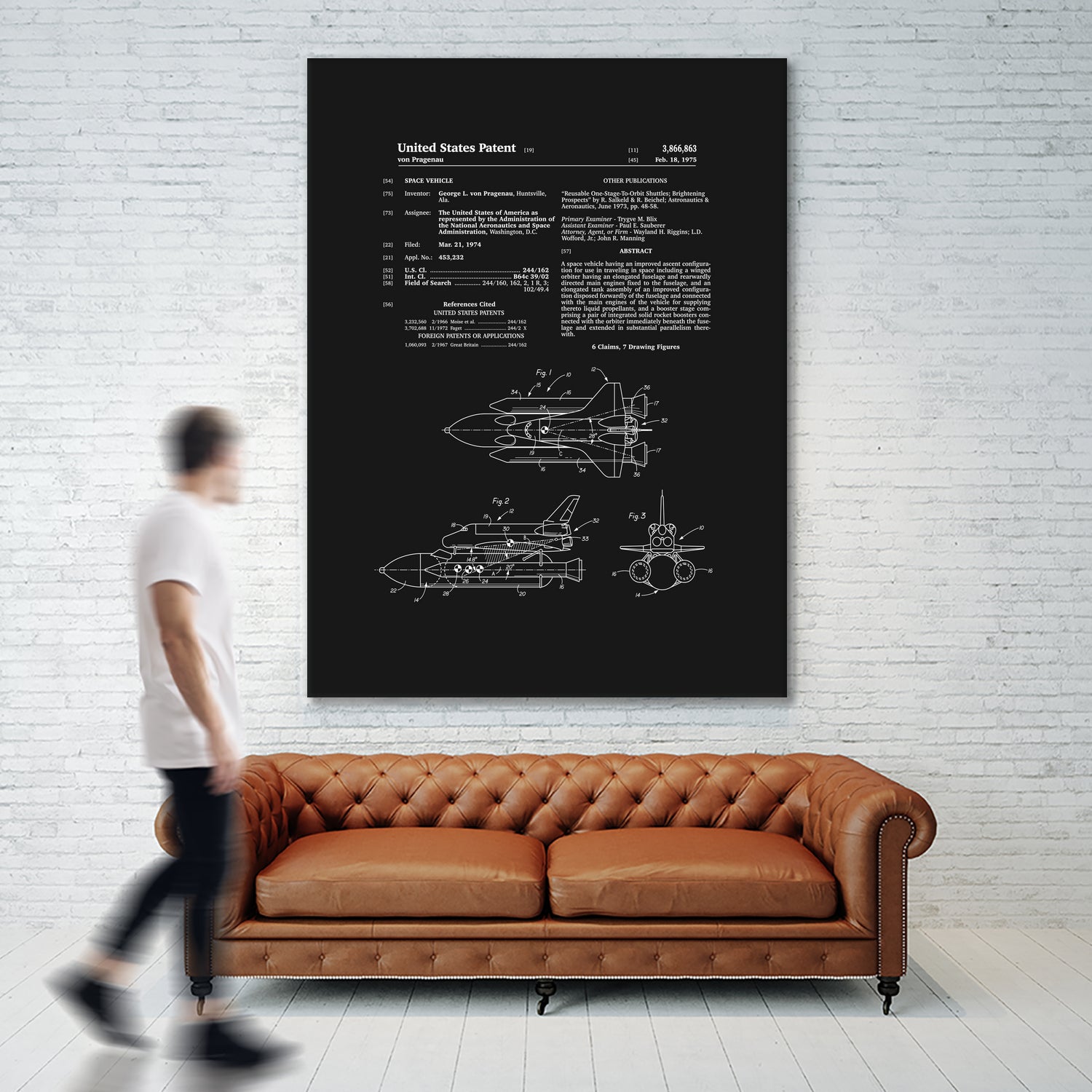 Space Shuttle Patent - Black by Finlay McNevin on GIANT ART - black typography