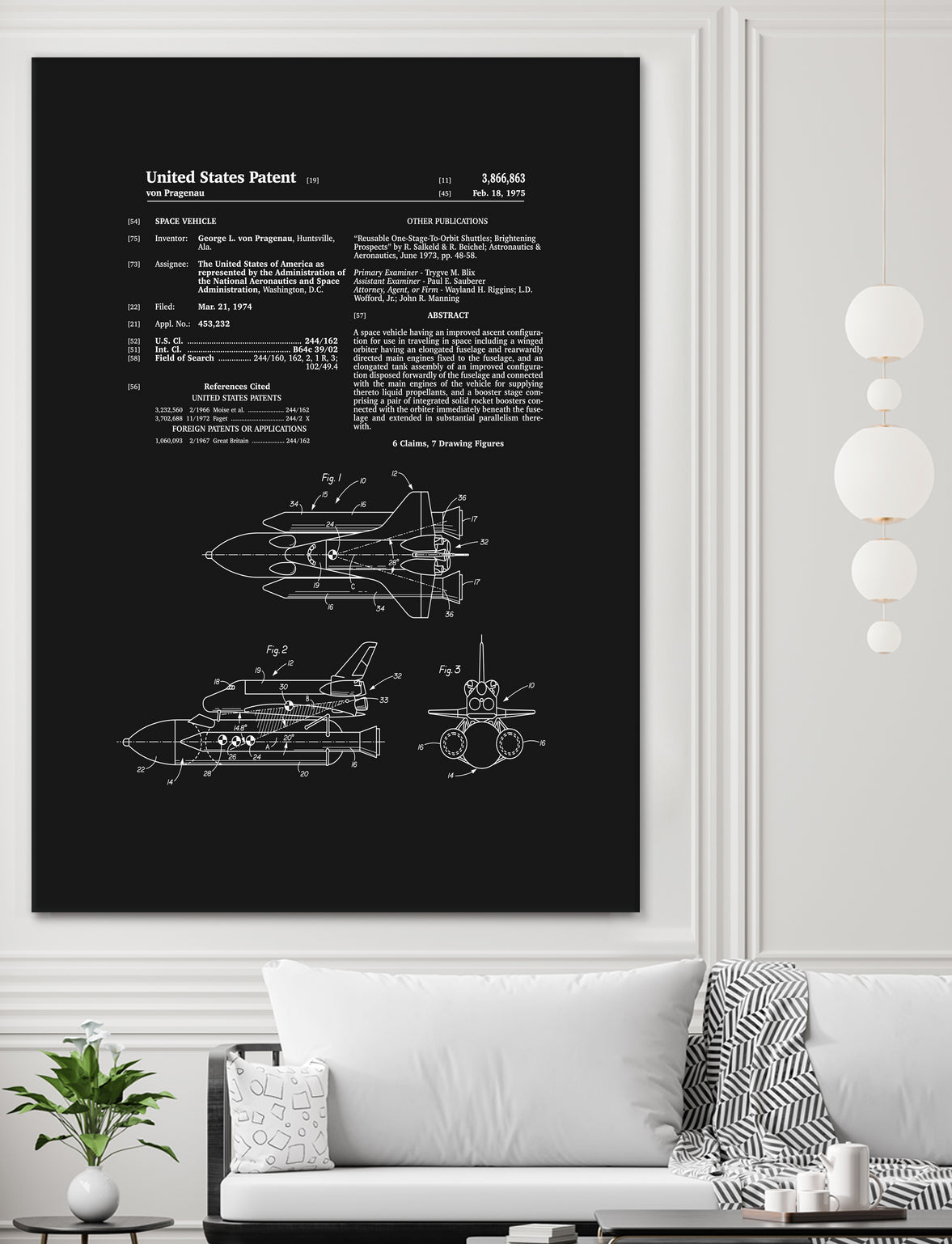 Space Shuttle Patent - Black by Finlay McNevin on GIANT ART - black typography