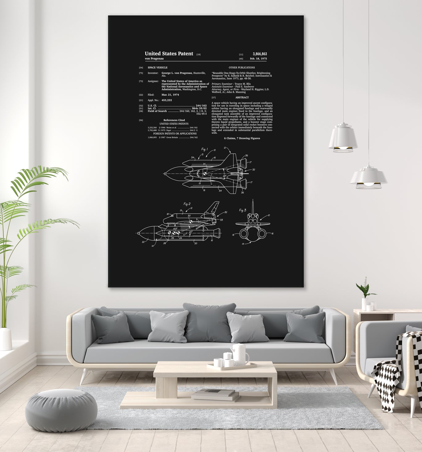 Space Shuttle Patent - Black by Finlay McNevin on GIANT ART - black typography