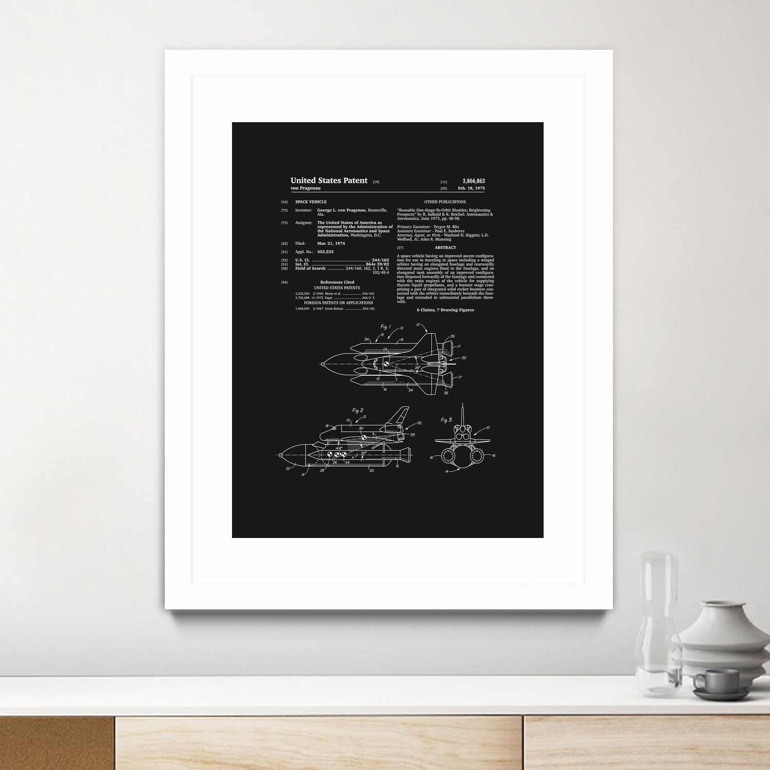 Space Shuttle Patent - Black by Finlay McNevin on GIANT ART - black typography