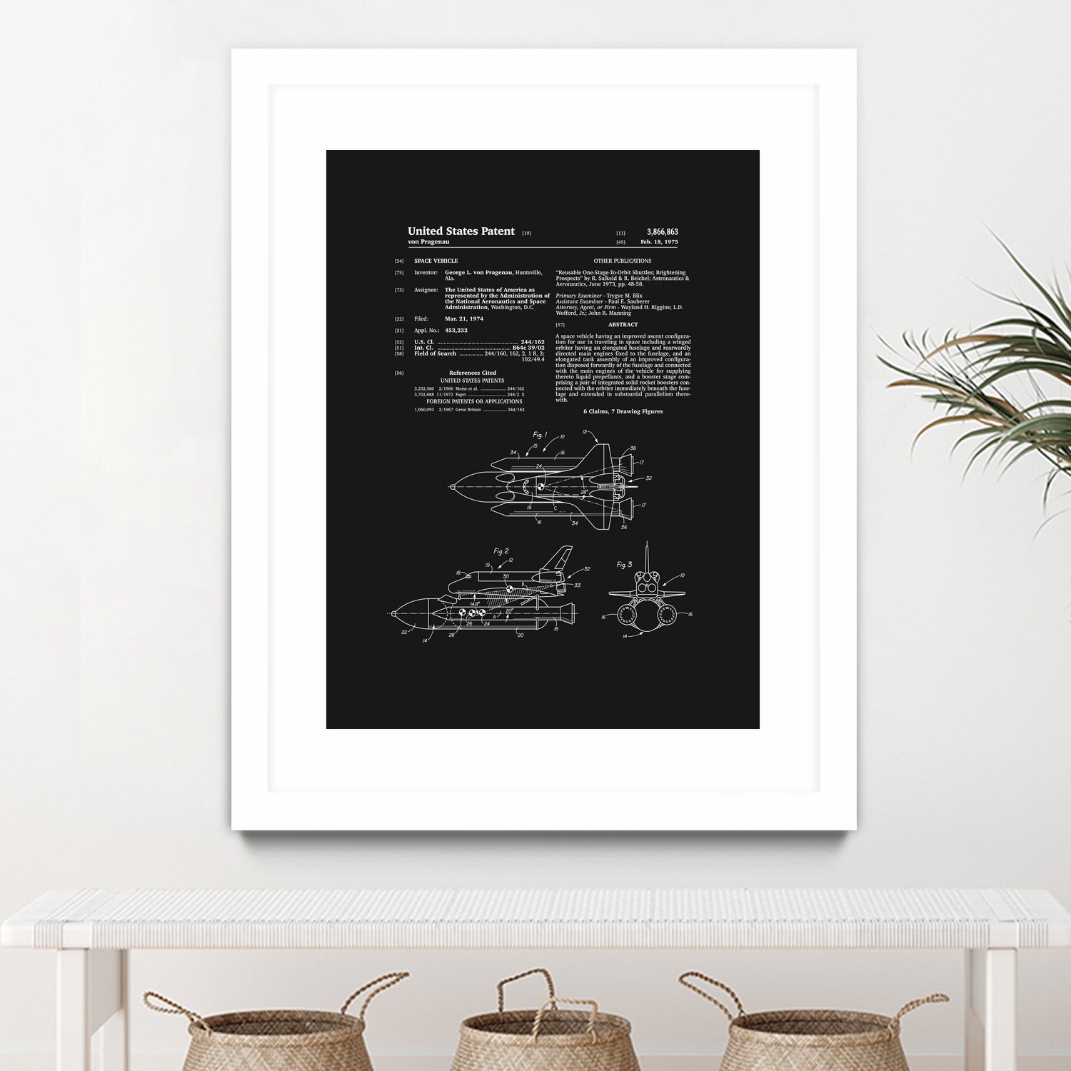 Space Shuttle Patent - Black by Finlay McNevin on GIANT ART - black typography