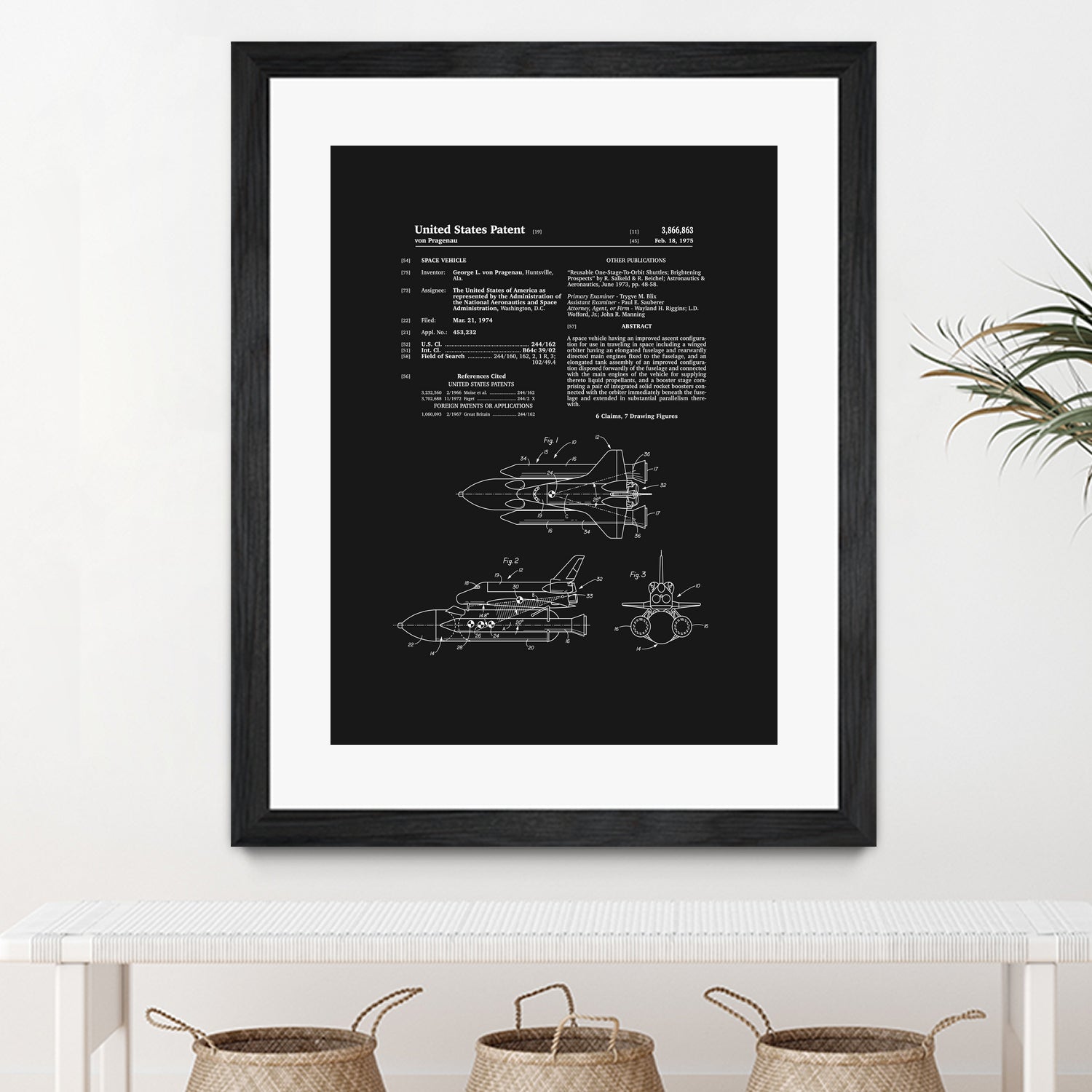 Space Shuttle Patent - Black by Finlay McNevin on GIANT ART - black typography