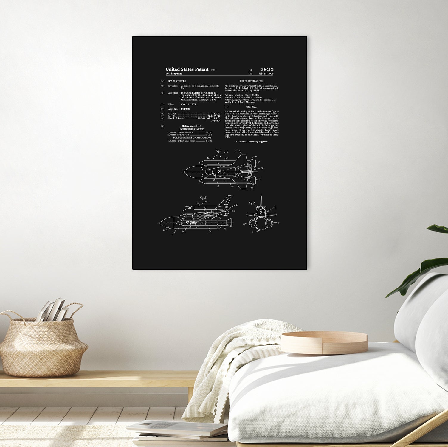 Space Shuttle Patent - Black by Finlay McNevin on GIANT ART - black typography