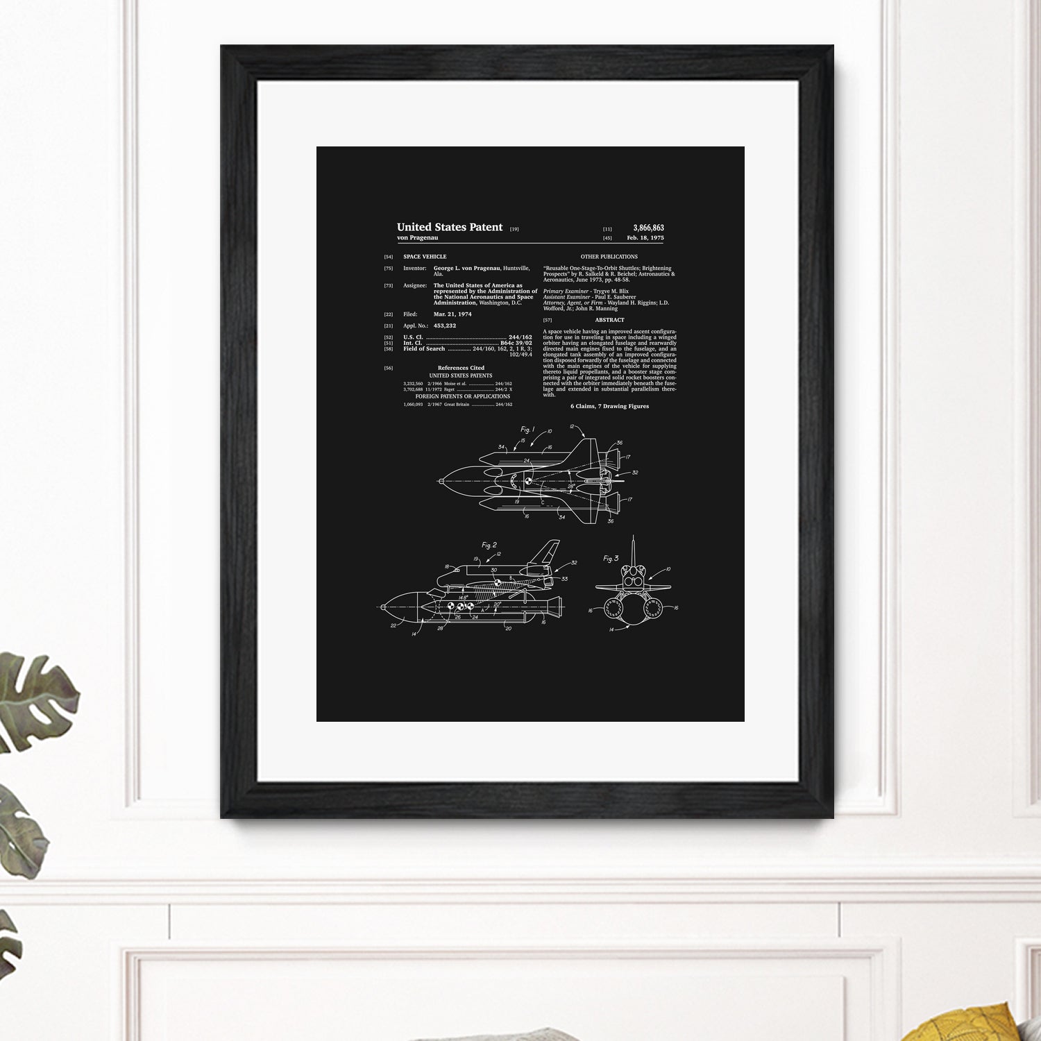 Space Shuttle Patent - Black by Finlay McNevin on GIANT ART - black typography