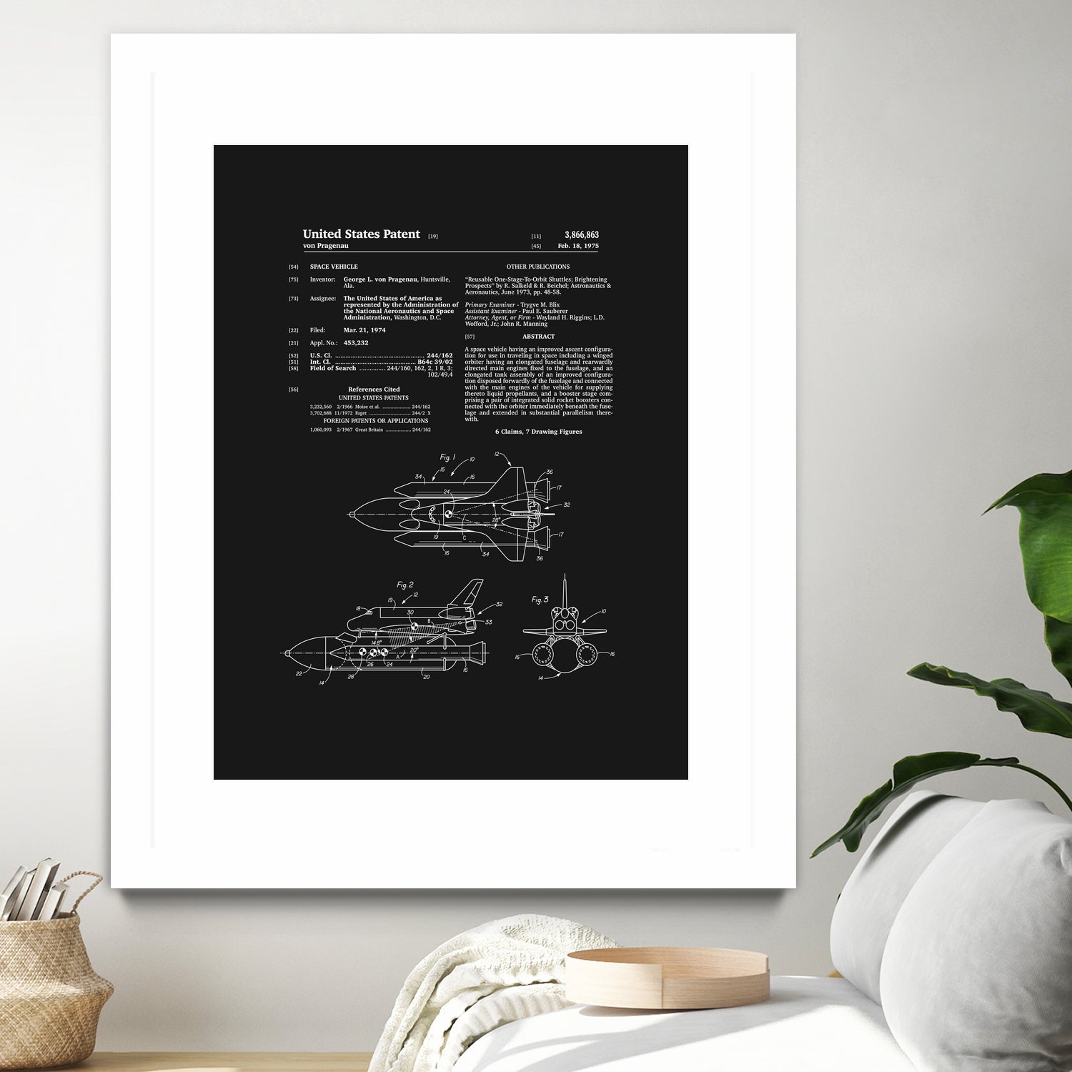 Space Shuttle Patent - Black by Finlay McNevin on GIANT ART - black typography