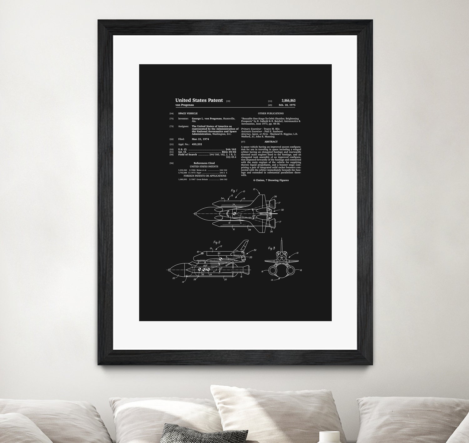 Space Shuttle Patent - Black by Finlay McNevin on GIANT ART - black typography