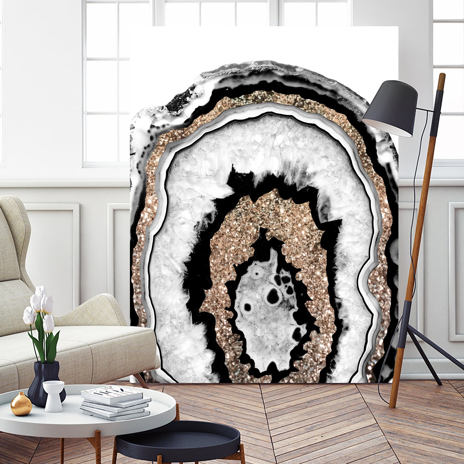 Gray Black White Agate with Gold Glitter #1a #gem #decor by Anita & Bella Jantz on GIANT ART - gray photo illustration