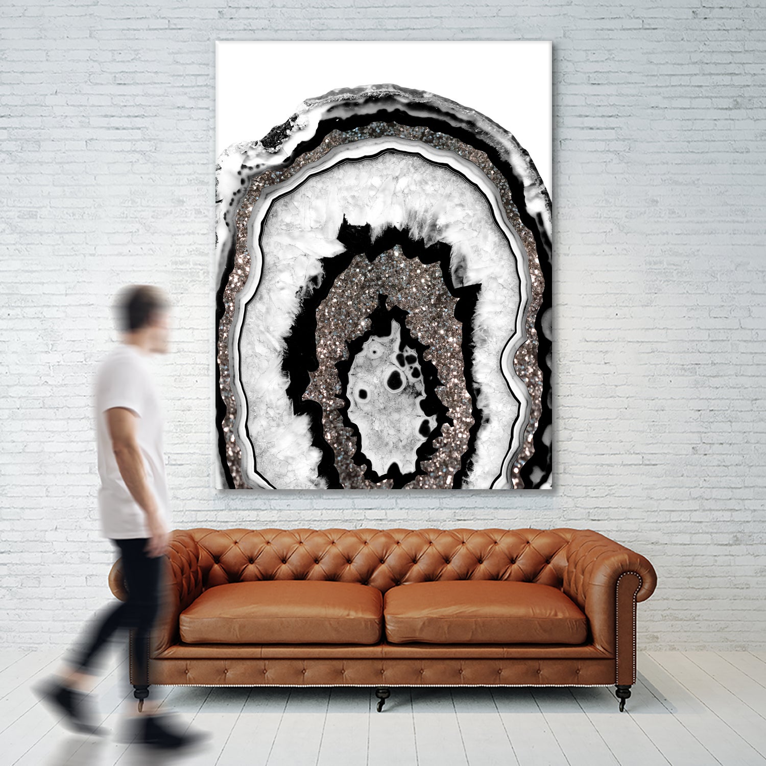 Gray Black White Agate with Silver Glitter #1a #gem #decor by Anita & Bella Jantz on GIANT ART - gray photo illustration