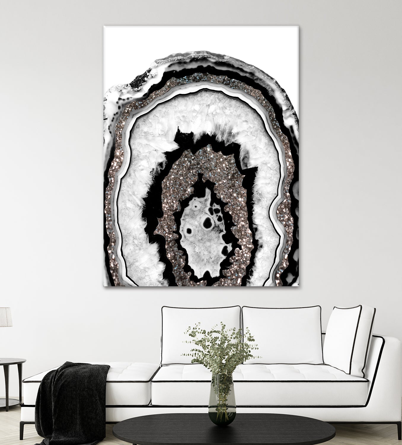 Gray Black White Agate with Silver Glitter #1a #gem #decor by Anita & Bella Jantz on GIANT ART - gray photo illustration