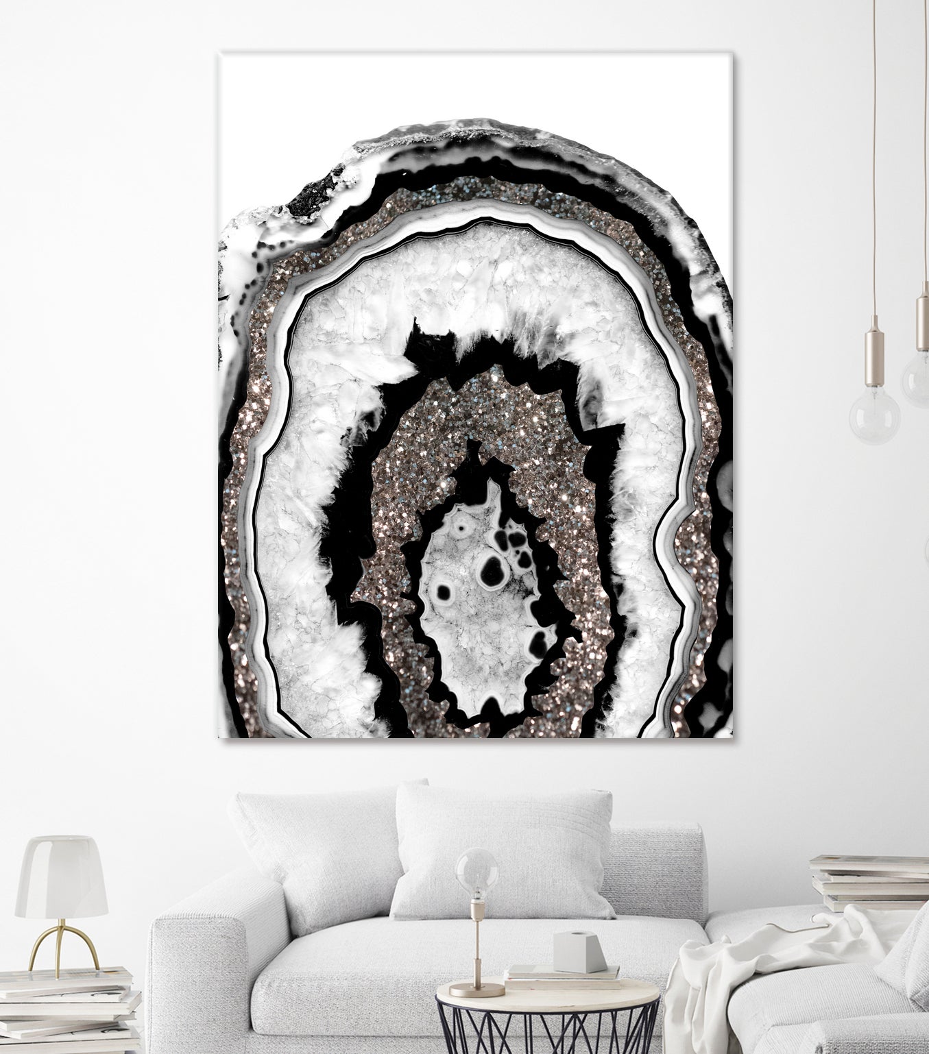 Gray Black White Agate with Silver Glitter #1a #gem #decor by Anita & Bella Jantz on GIANT ART - gray photo illustration