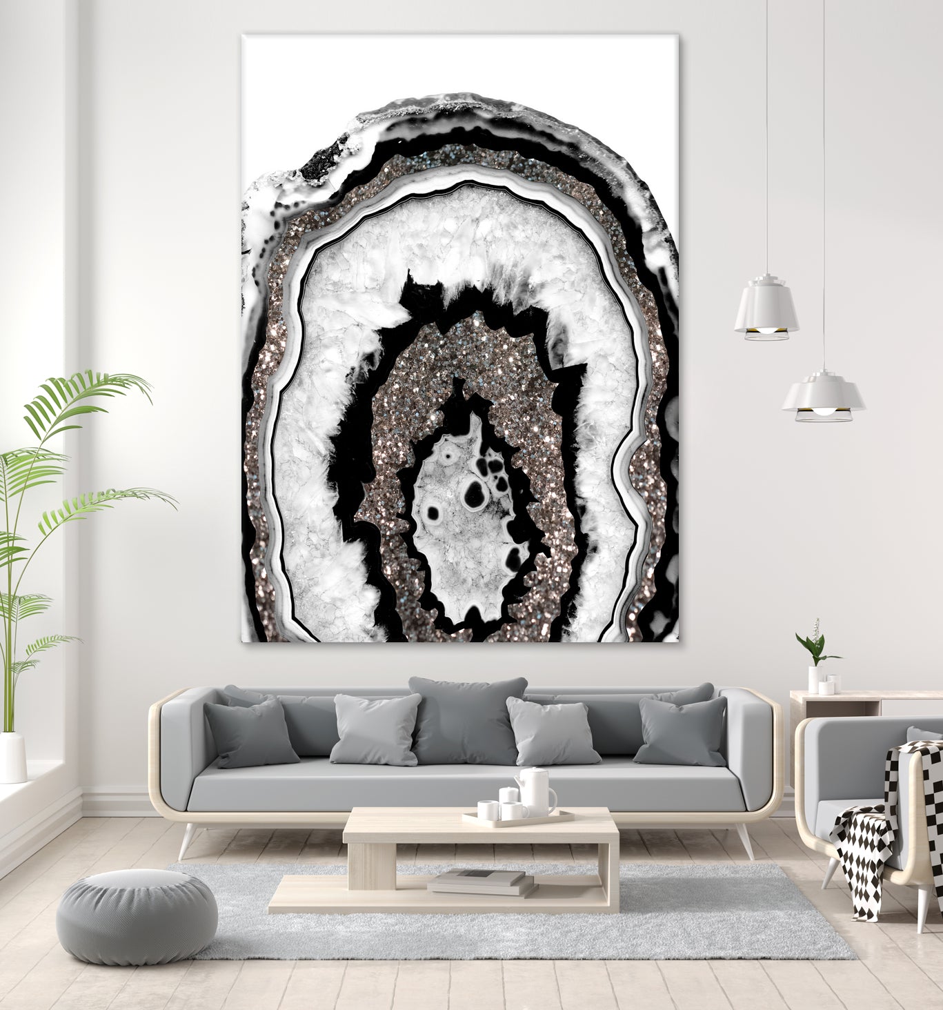 Gray Black White Agate with Silver Glitter #1a #gem #decor by Anita & Bella Jantz on GIANT ART - gray photo illustration