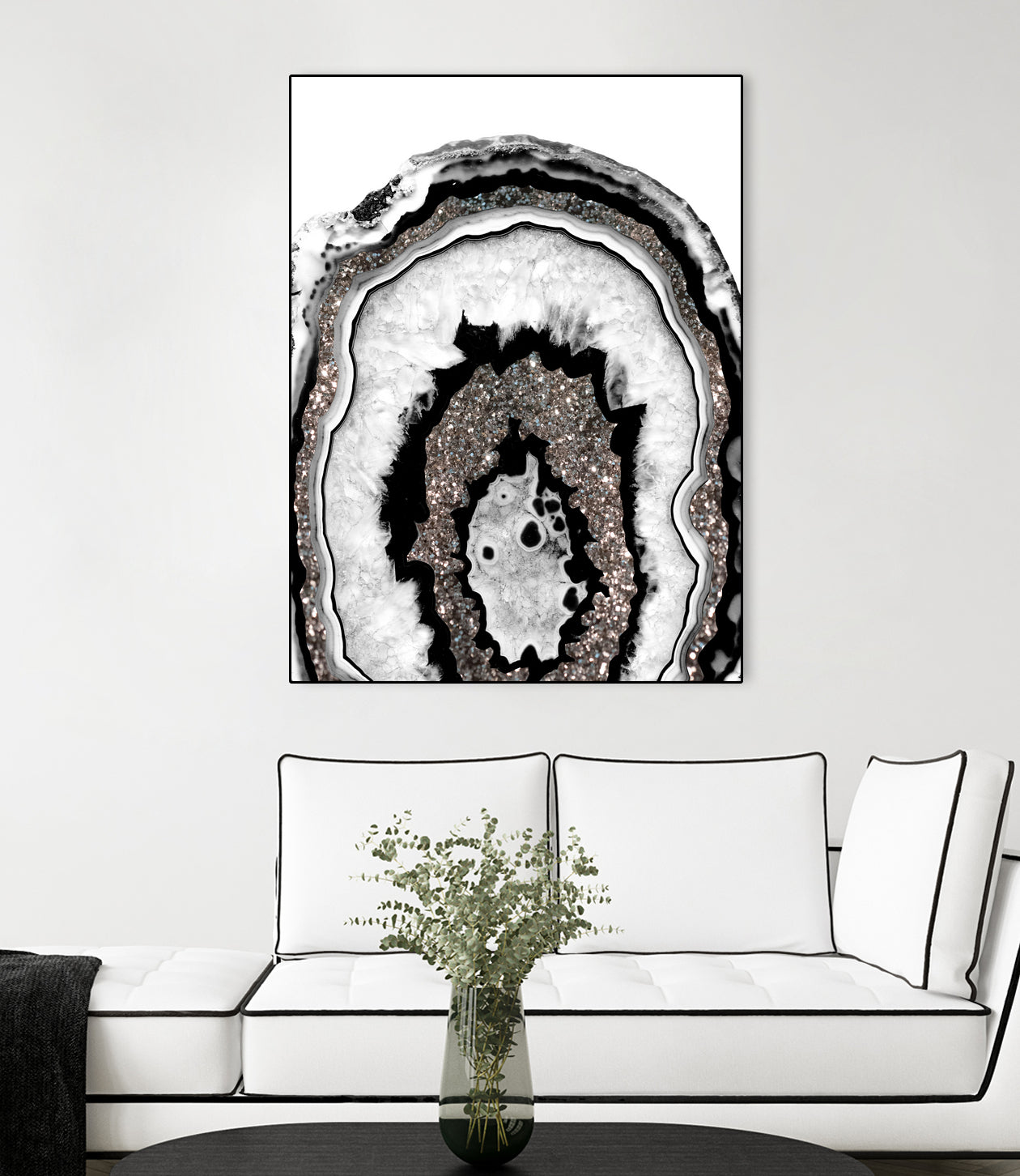 Gray Black White Agate with Silver Glitter #1a #gem #decor by Anita & Bella Jantz on GIANT ART - gray photo illustration