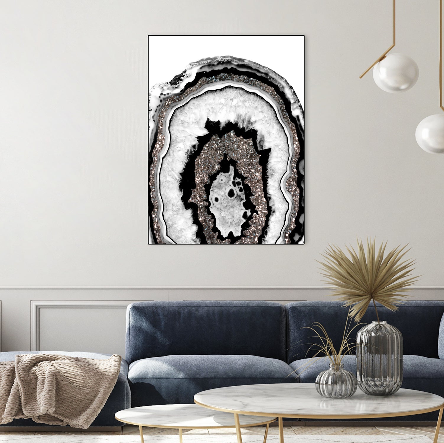 Gray Black White Agate with Silver Glitter #1a #gem #decor by Anita & Bella Jantz on GIANT ART - gray photo illustration