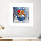 Christmas Cat and Snow by Erika Kaisersot on GIANT ART - blue photo illustration