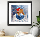 Christmas Cat and Snow by Erika Kaisersot on GIANT ART - blue photo illustration