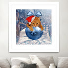 Christmas Cat and Snow by Erika Kaisersot on GIANT ART - blue photo illustration