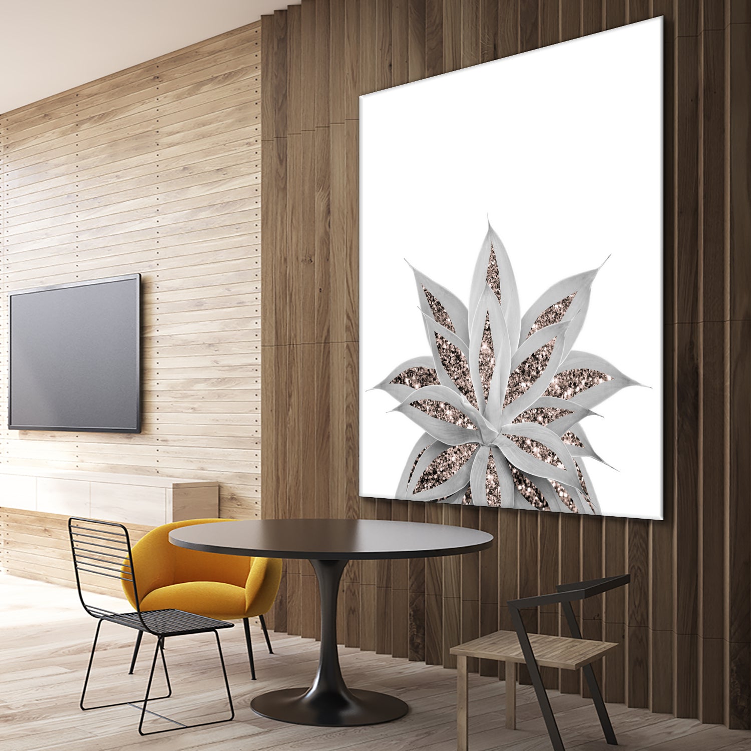 Gray Agave with Rose Gold Glitter #3 #shiny #tropical #decor by Anita & Bella Jantz on GIANT ART - gray photo illustration