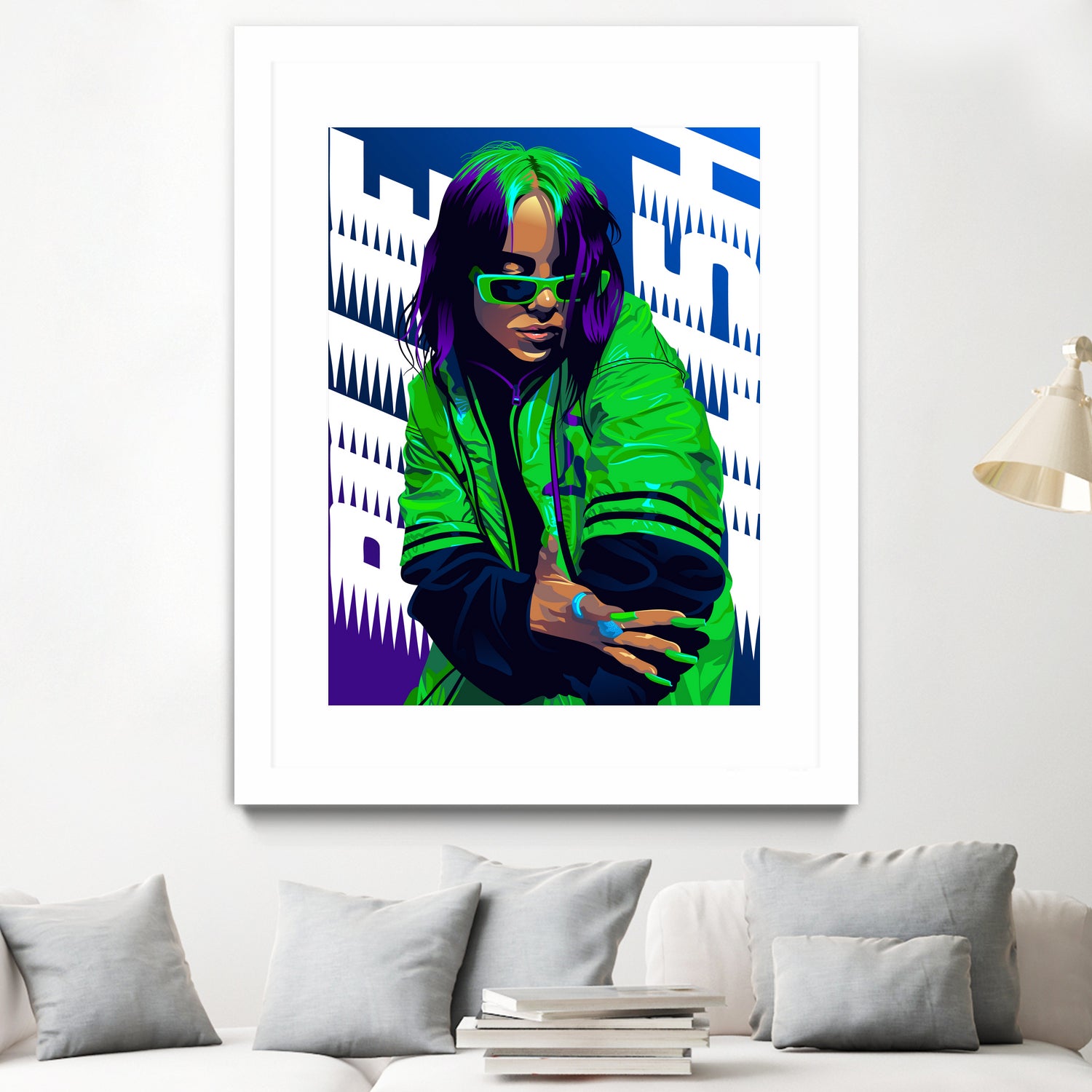 Billie Green Eilish by Laksana Ardie on GIANT ART - green digital painting