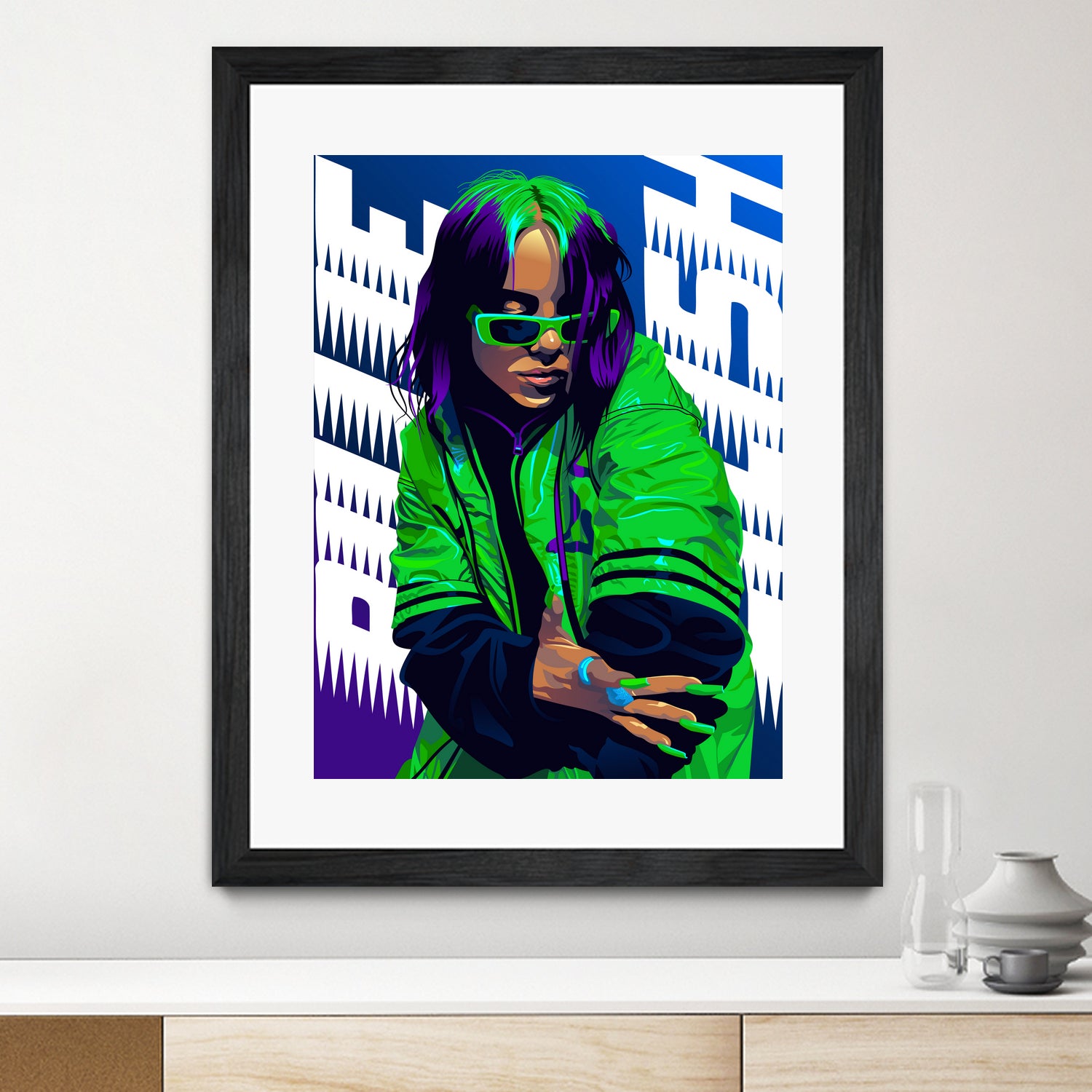 Billie Green Eilish by Laksana Ardie on GIANT ART - green digital painting