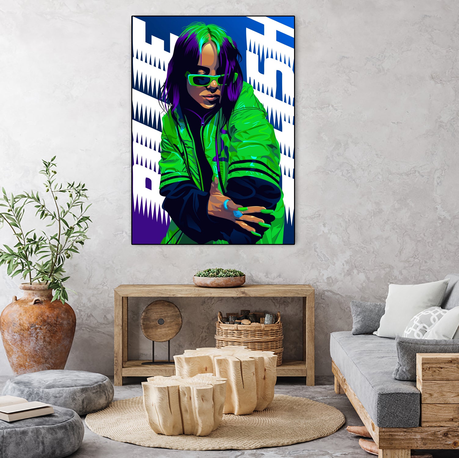 Billie Green Eilish by Laksana Ardie on GIANT ART - green digital painting