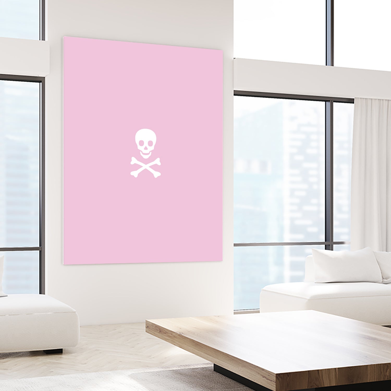 SKULL - LIGHT PINK & WHITE by Alexander Tonetti on GIANT ART - pink digital drawing