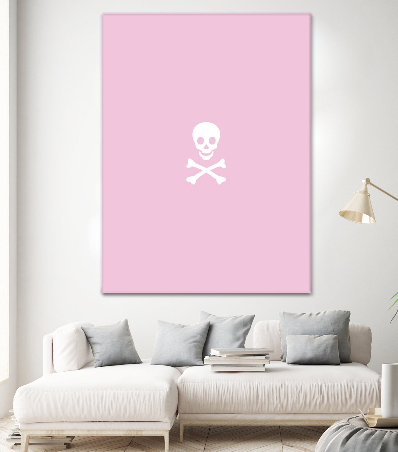 SKULL - LIGHT PINK & WHITE by Alexander Tonetti on GIANT ART - pink digital drawing