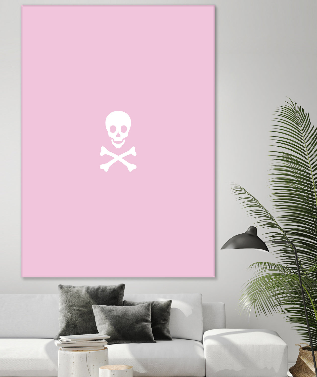 SKULL - LIGHT PINK & WHITE by Alexander Tonetti on GIANT ART - pink digital drawing